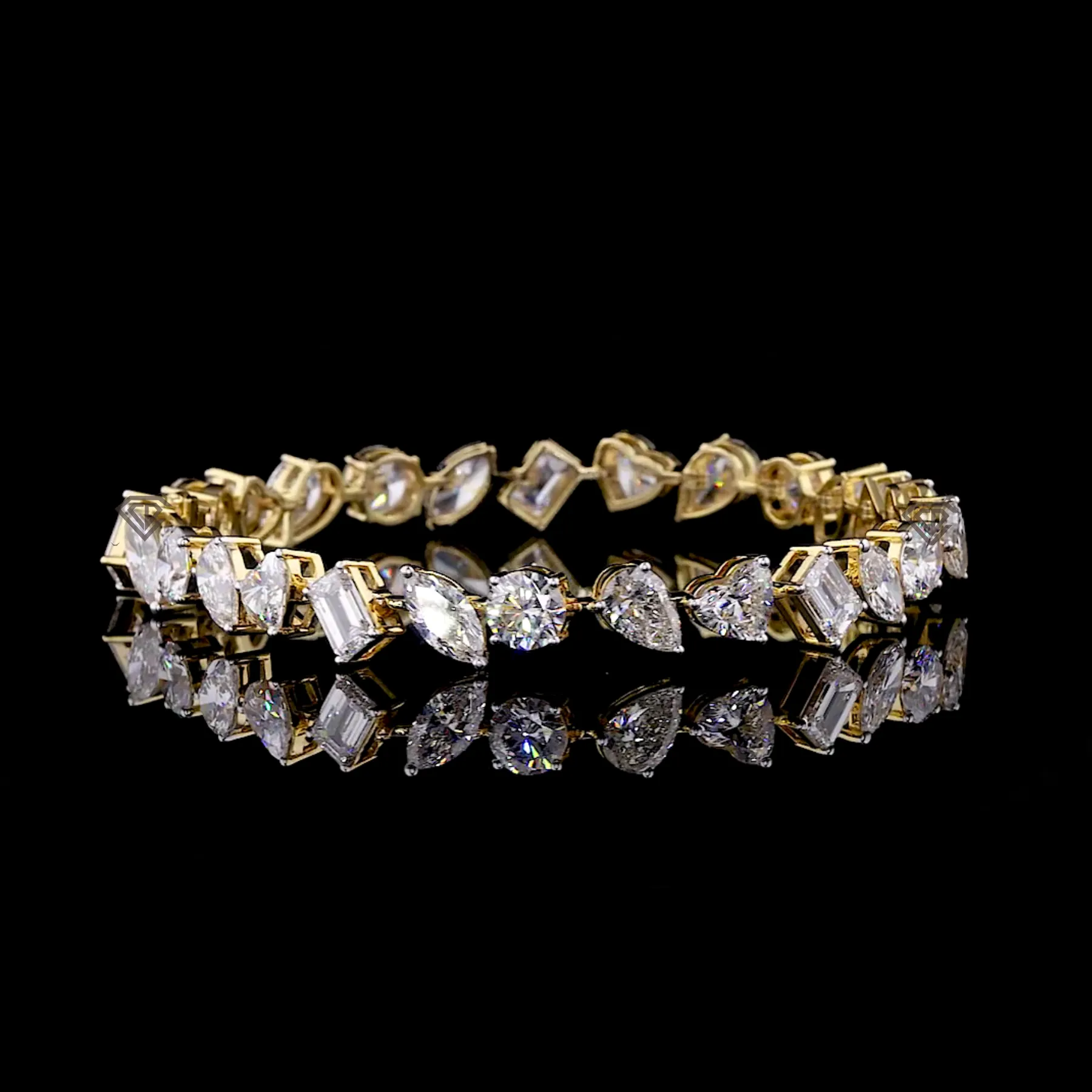 Mixed Cut Diamond Tennis Bracelet in Yellow Gold feature_image 1788931161_yellow-gold-mixed-cut-diamond-bracelet.webp.webp