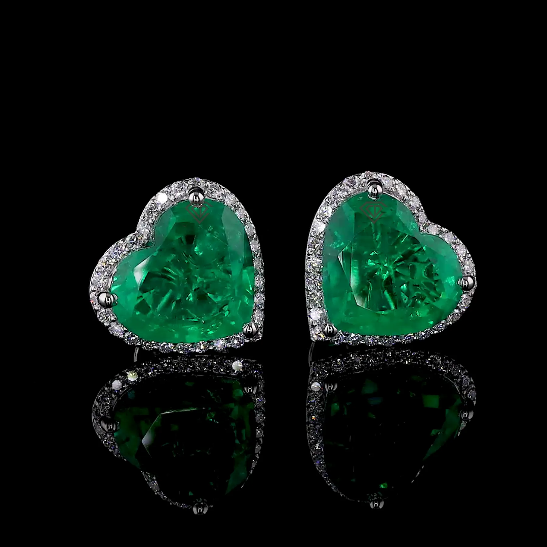 Heart Shaped Emerald Halo Diamond Stud Earrings feature_image 1788932470_emerald-heart-diamond-halo-earrings.webp.webp