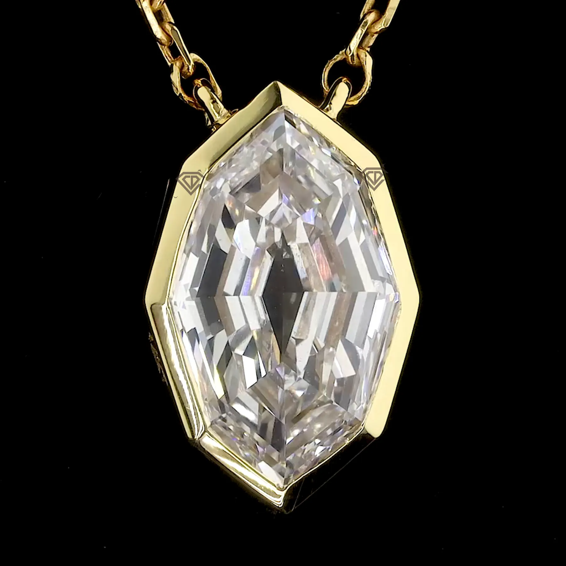 Moval Cut Lab-Grown Diamond Pendant & Earring Set feature_image 1788936895_hexagon-crystal-gold-pendant.webp.webp